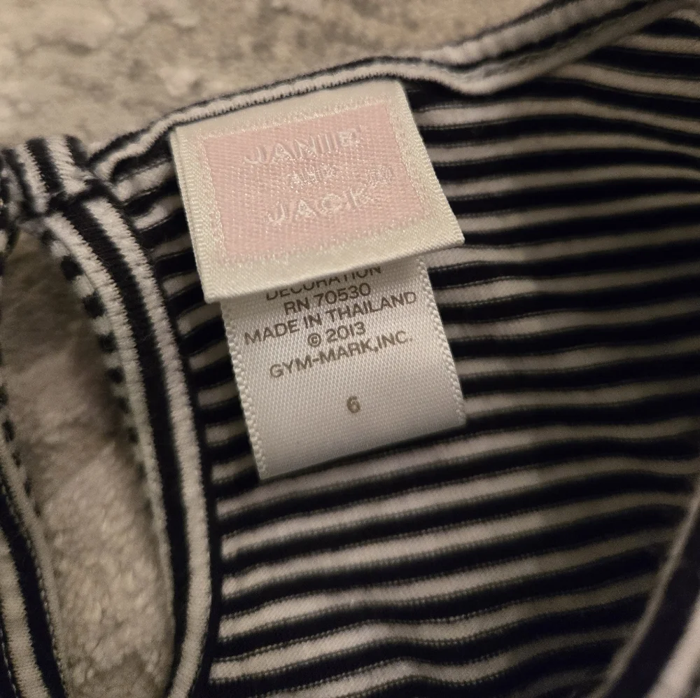 Janie and Jack black and white striped long sleeved top with tulle accent